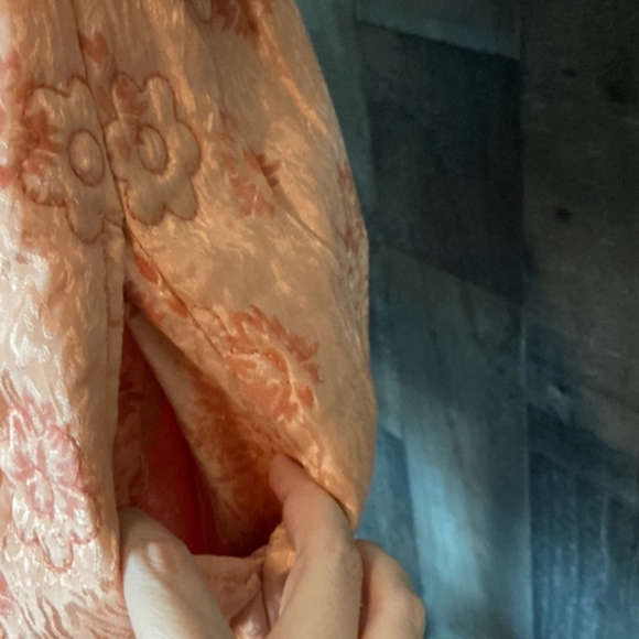 Kimchi Blue Astrid Coral Textured Floral Mini Babydoll Dress Puff Sleeves S - Picture 10 of 14